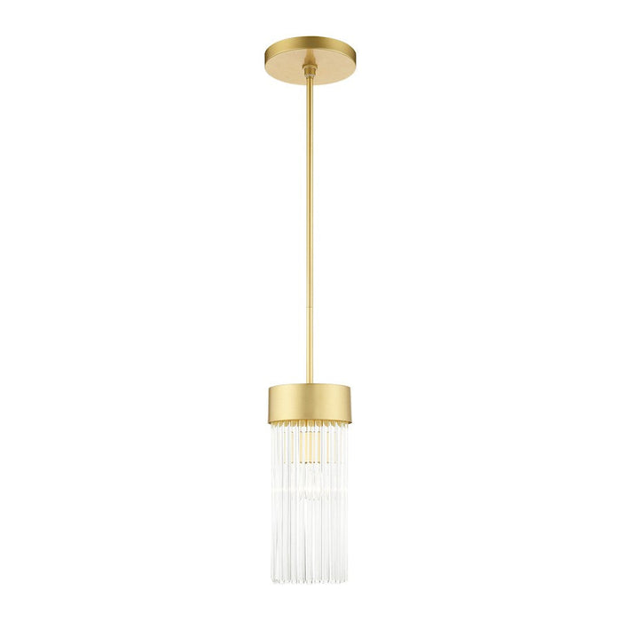 Livex Norwich 1 Light Chandelier, Gold/Gold Drum Shade/Crystal Rods - 49829-33