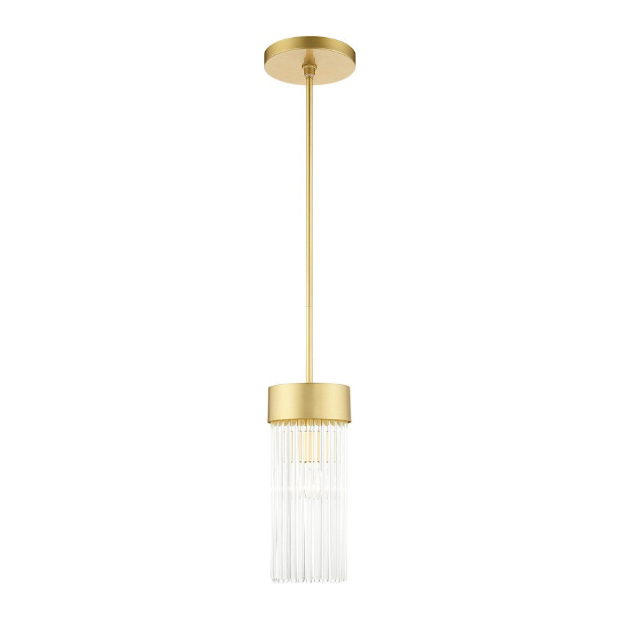 Livex Norwich 1 Light Chandelier, Gold/Gold Drum Shade/Crystal Rods - 49829-33