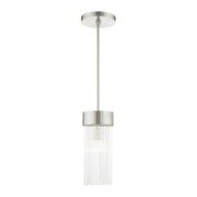 Livex Norwich 1 Light Pendant, Nickel/Nickel Drum Shade/Crystal Rods - 49829-91