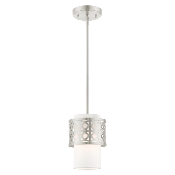 Livex Calinda 1 Light Mini Pendant, Brushed Nickel - 49861-91