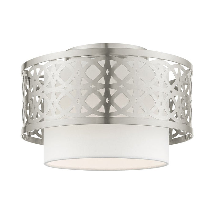 Livex Calinda 1 Light Semi Flush Mount, Brushed Nickel - 49862-91