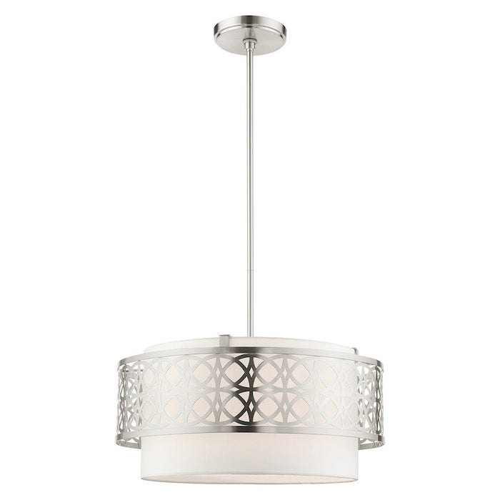 Livex Calinda 4 Light Pendant Chandelier, Brushed Nickel - 49865-91