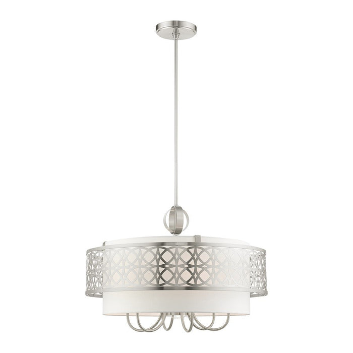 Livex Calinda 7 Light Pendant Chandelier, Brushed Nickel - 49866-91