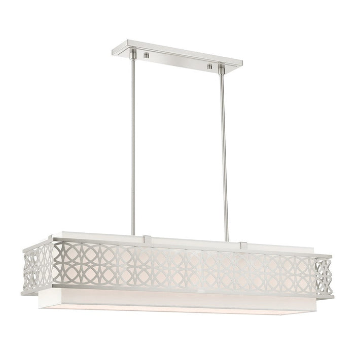 Livex Calinda 6 Light Linear Chandelier, Brushed Nickel - 49868-91