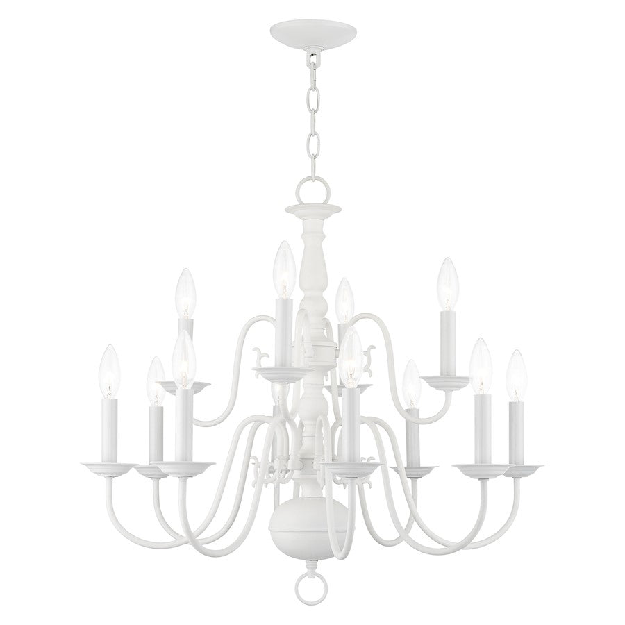 Livex Williamsburg 12 Light Chandelier, White - 5012-03