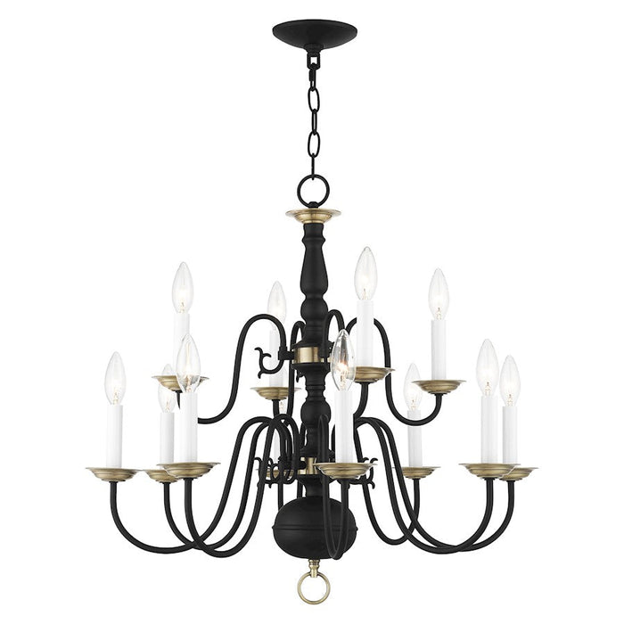 Livex Williamsburg 12 Light Chandelier, Black - 5012-04