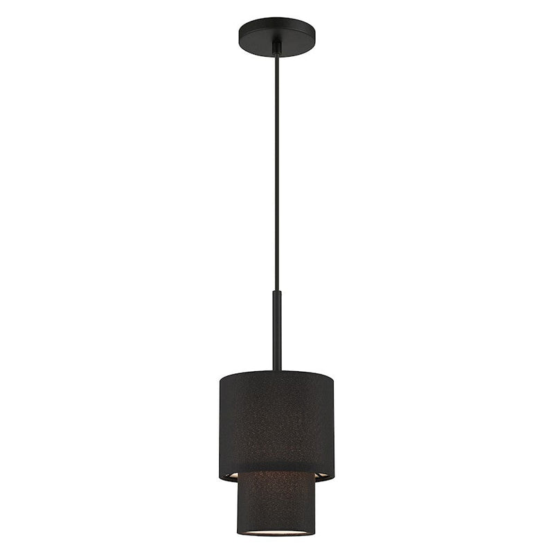 Livex Bainbridge 1 Light Mini Pendant, Black/Black/White - 50271-04