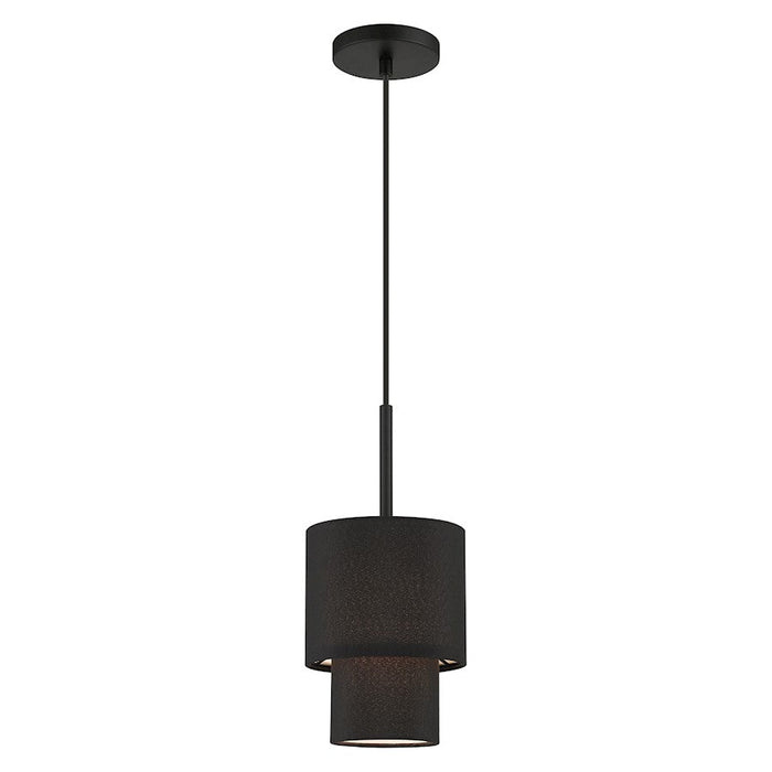 Livex Bainbridge 1 Light Mini Pendant, Black/Black/White - 50271-04