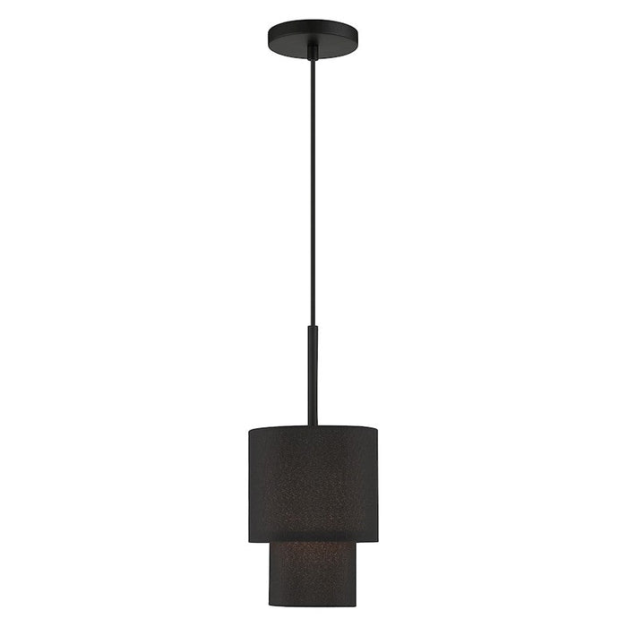 Livex Bainbridge 1 Light Mini Pendant, Black/Black/White