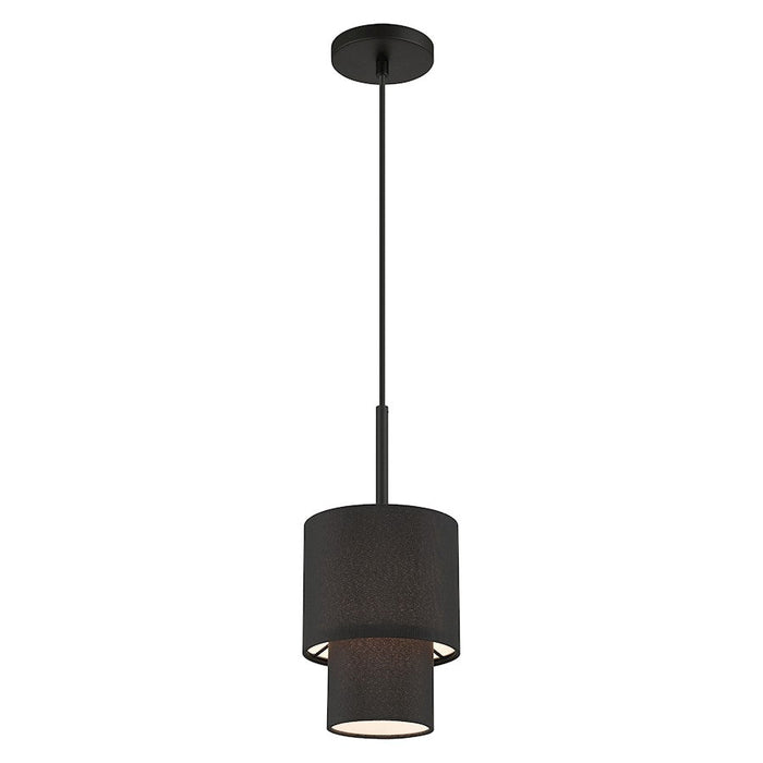 Livex Bainbridge 1 Light Mini Pendant, Black/Black/White