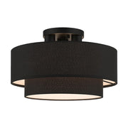 Livex Bainbridge 3 Light Large Semi-Flush Mount, Black/Black/White - 50272-04