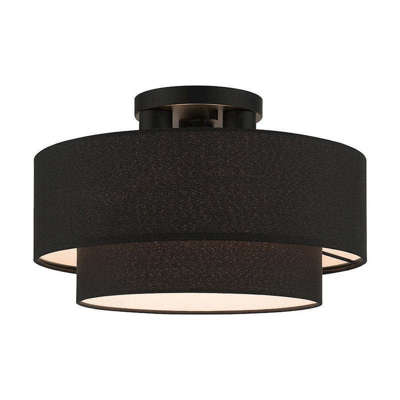 Livex Bainbridge 3 Light Large Semi-Flush Mount, Black/Black/White - 50272-04