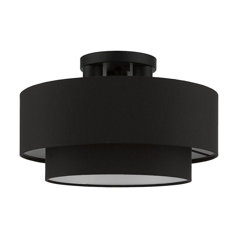 Livex Bainbridge 3 Light Large Semi-Flush Mount, Black/Black/White