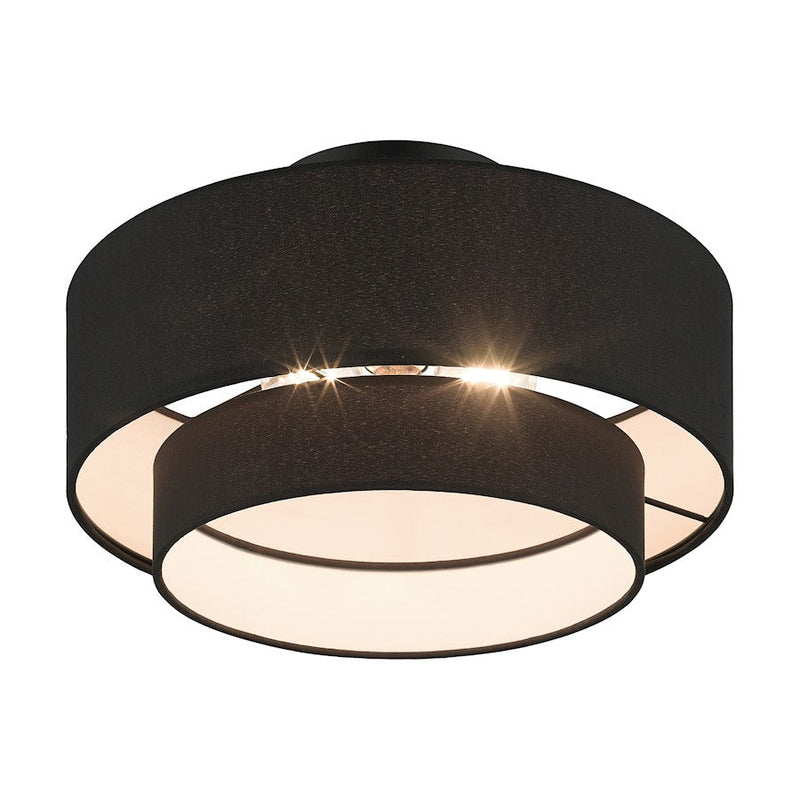 Livex Bainbridge 3 Light Large Semi-Flush Mount, Black/Black/White