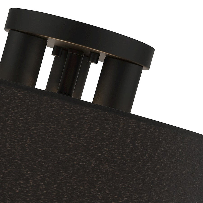 Livex Bainbridge 3 Light Large Semi-Flush Mount, Black/Black/White