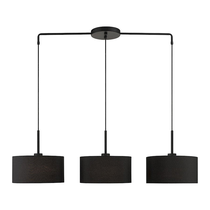 Livex Bainbridge 3 Light Large Linear Chandelier, Black/Black/White