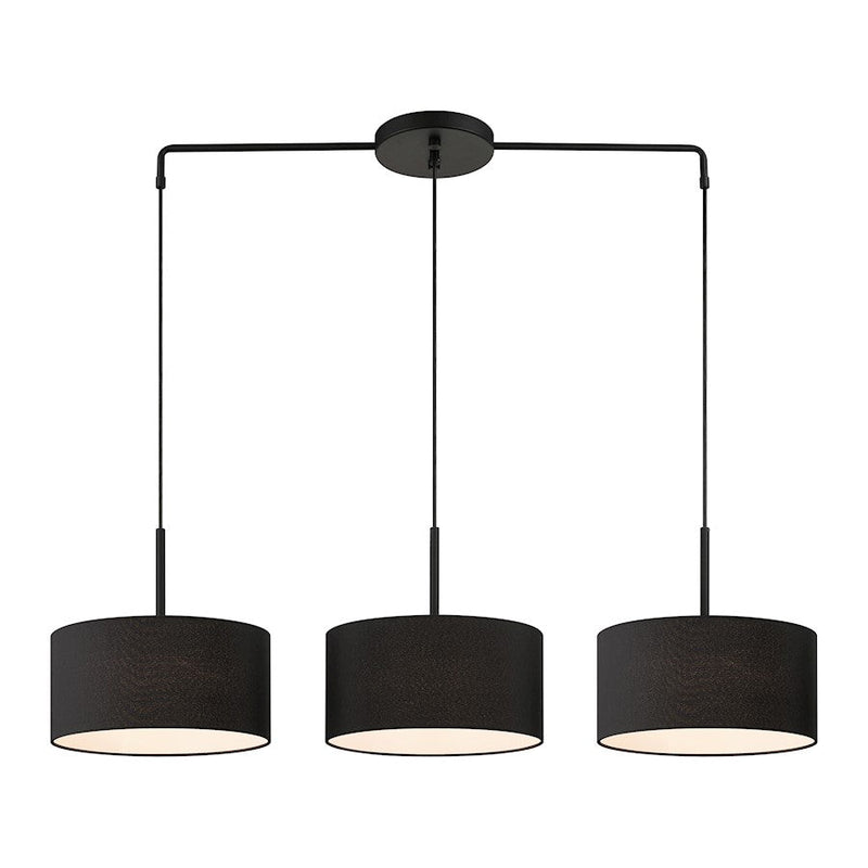 Livex Bainbridge 3 Light Large Linear Chandelier, Black/Black/White