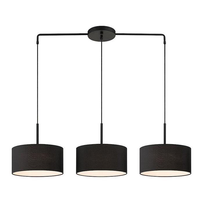 Livex Bainbridge 3 Light Large Linear Chandelier, Black/Black/White