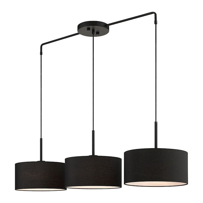 Livex Bainbridge 3 Light Large Linear Chandelier, Black/Black/White