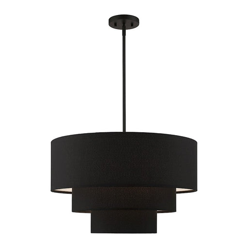 Livex Bainbridge 4 Light Pendant Chandelier, Black/Black/White - 50274-04