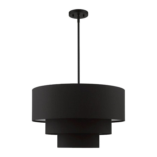 Livex Bainbridge 4 Light Pendant Chandelier, Black/Black/White