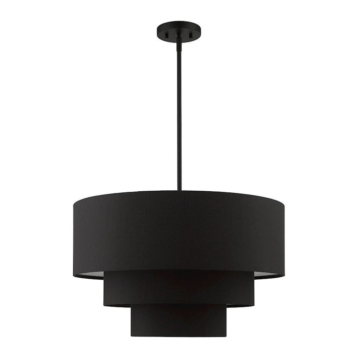 Livex Bainbridge 4 Light Pendant Chandelier, Black/Black/White