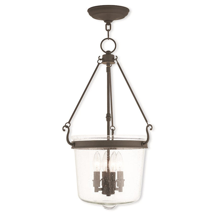 Livex Winchester 4 Light Pendant, Bronze/Hand Crafted Seeded Glass - 50496-07