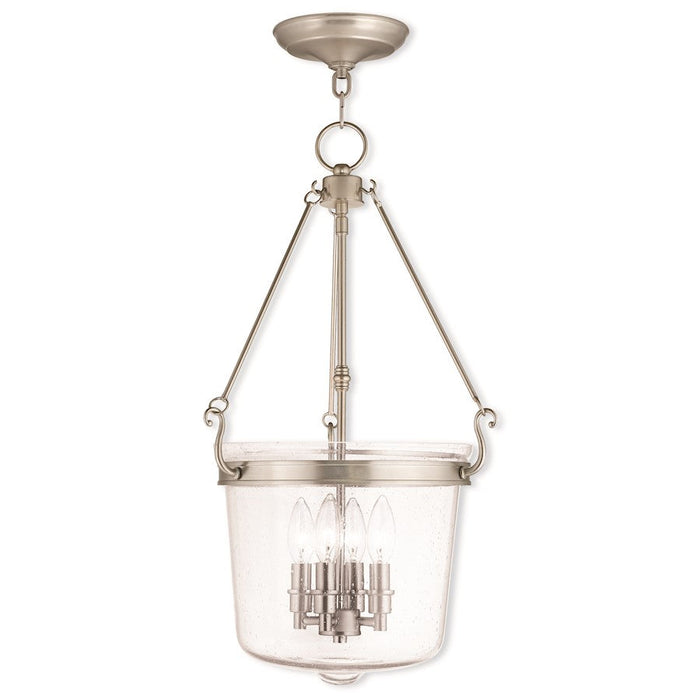 Livex Winchester 4 Light Pendant, Nickel/Hand Crafted Seeded - 50496-91