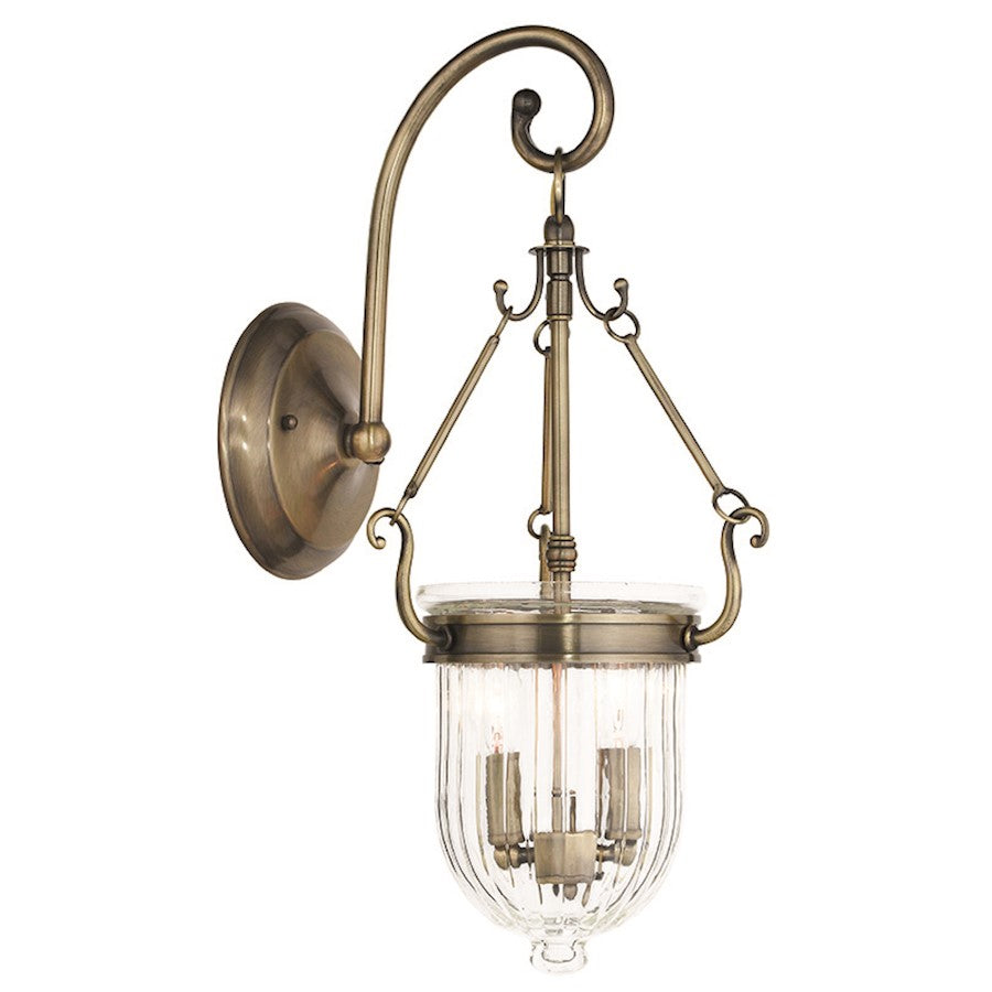 Livex Coventry 2 Light Sconce, Antique Brass/Hand Crafted Clear Melon - 50511-01