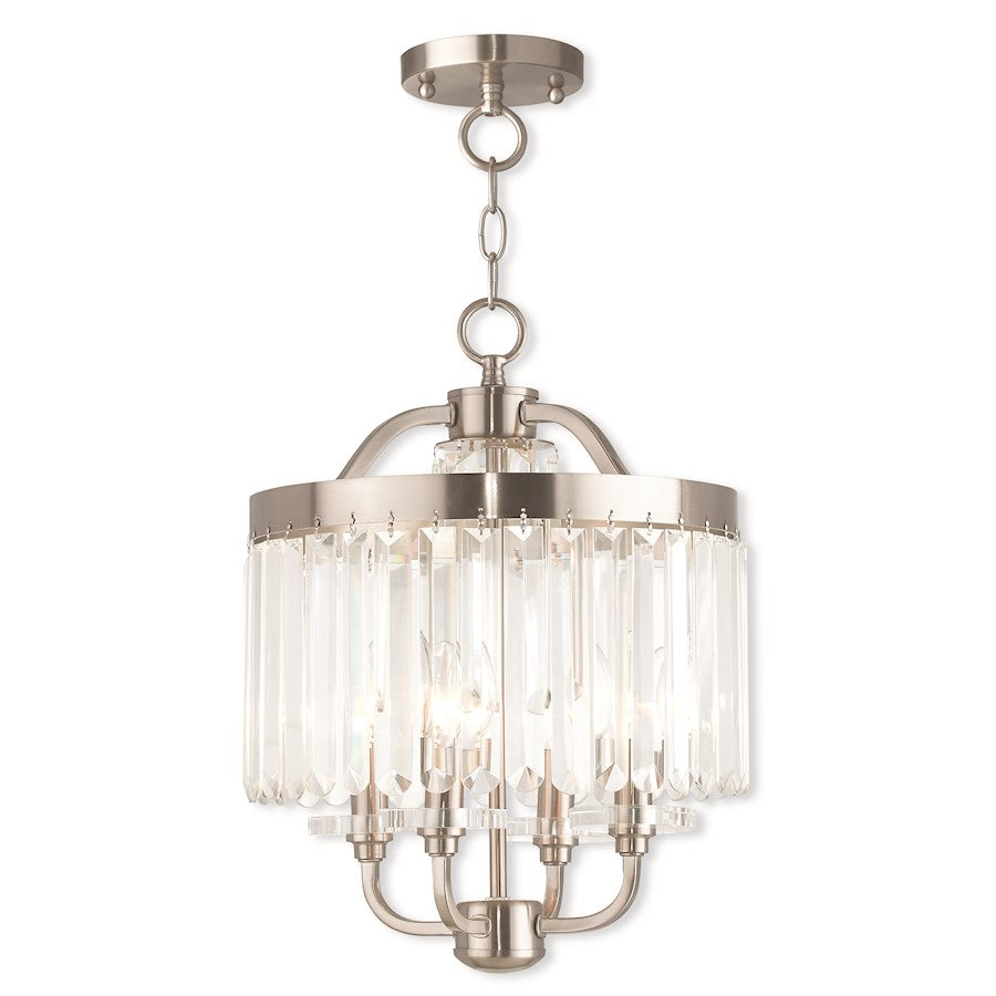 Livex Ashton 4 Light Convertible Mini Chandelier/Ceiling, Nickel - 50543-91