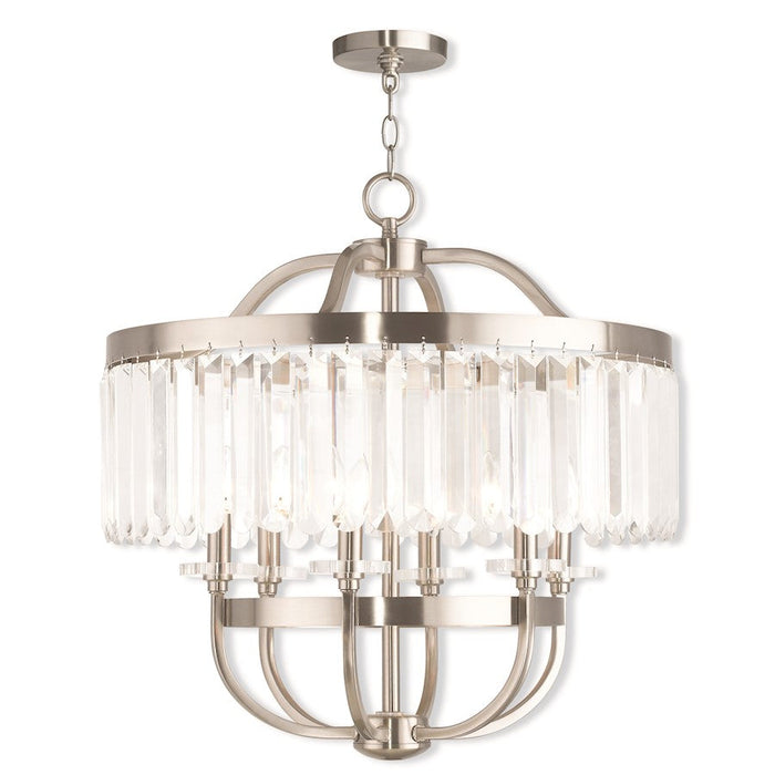 Livex Ashton 6 Light Chandelier, Brushed Nickel - 50546-91