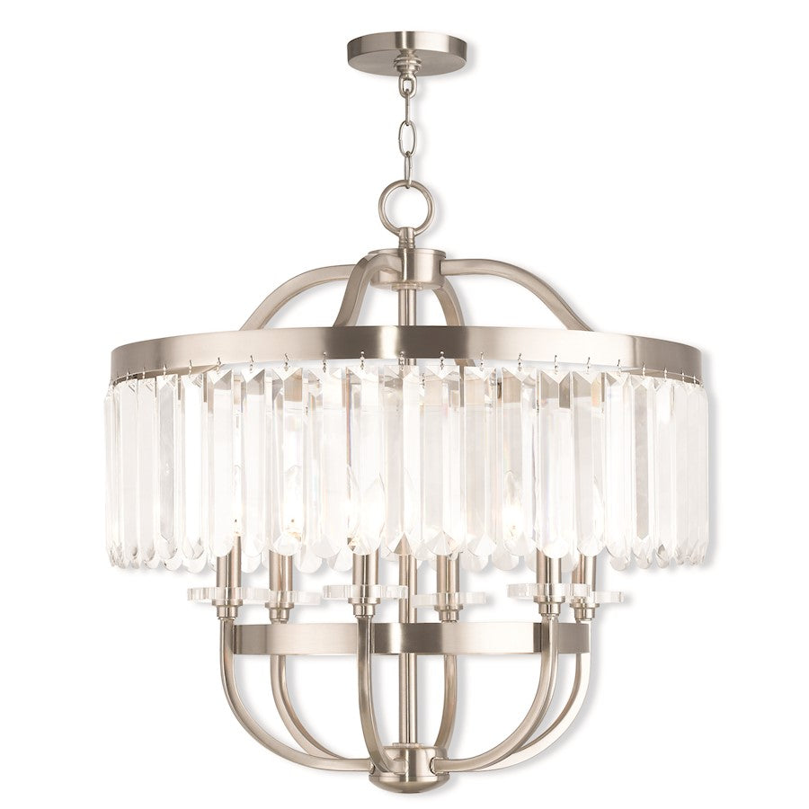 Livex Ashton 6 Light Chandelier, Brushed Nickel - 50546-91