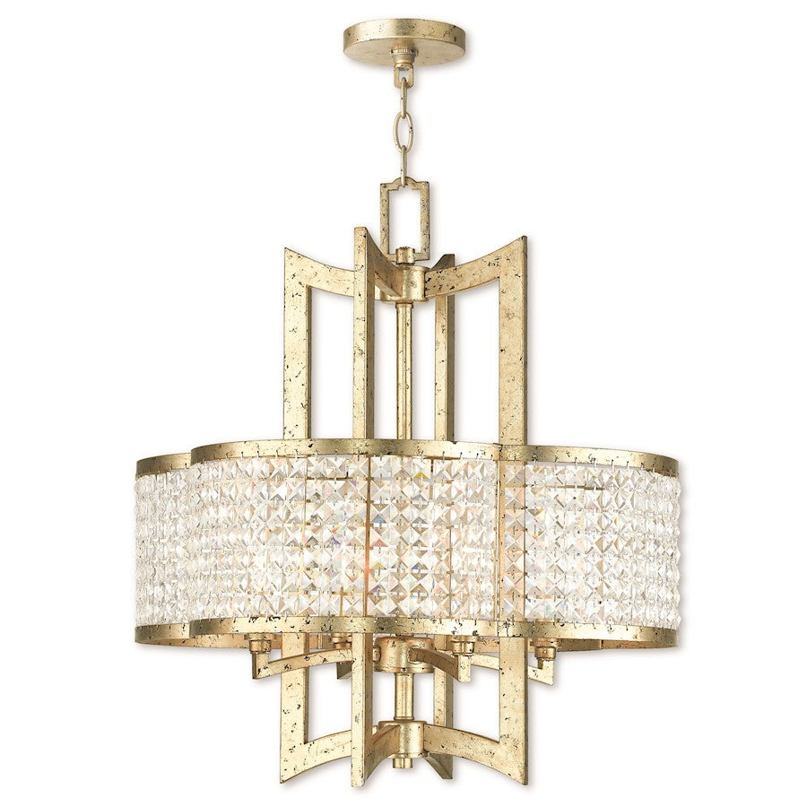 Livex Grammercy 4 Light Chandelier, Hand Applied Winter Gold - 50575-28