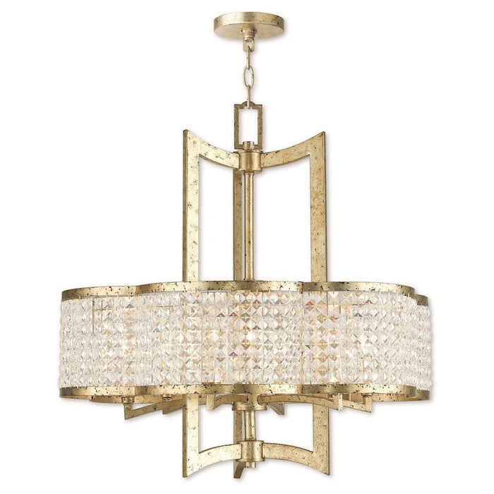 Livex Grammercy 6 Light Chandelier, Hand Applied Winter Gold - 50576-28