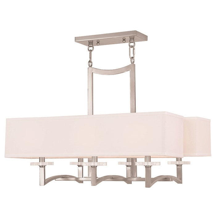 Livex Woodland Park 6 Light Chandelier, Nickel/Off-White Hardback - 50706-91