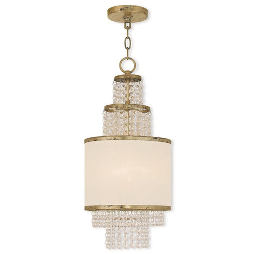 Livex Prescott 2 Light Mini Chandelier, Gold/Crystals/Organza - 50780-28