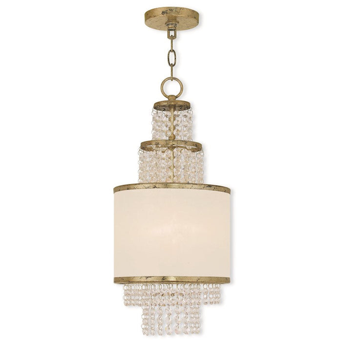 Livex Prescott 2 Light Mini Chandelier, Gold/Crystals/Organza - 50780-28