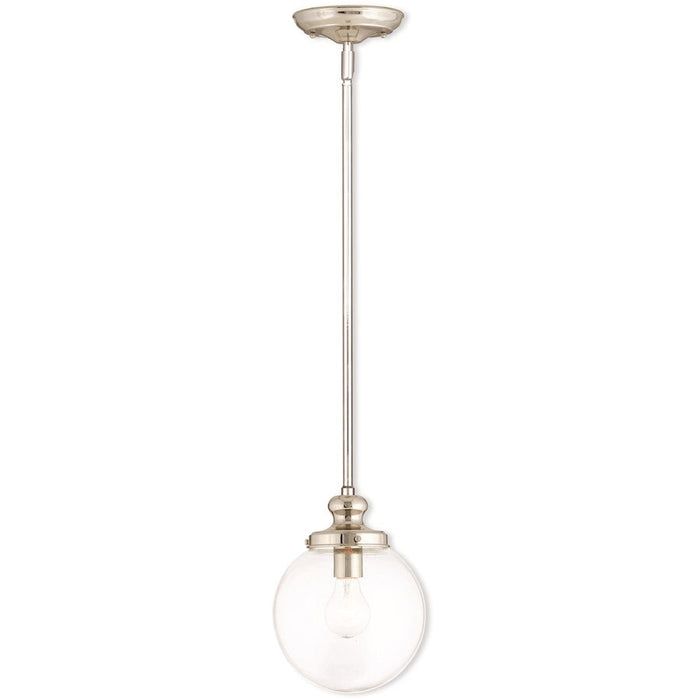 Livex Sheffield 1 Light Mini Pendant, Polished Nickel - 50902-35