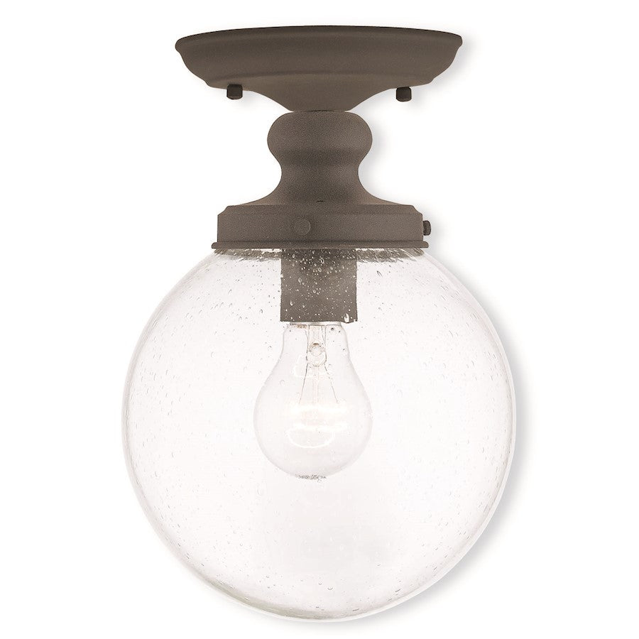 Livex Northampton 1 Light Ceiling Mount, Bronze/Clear Seeded - 50911-07