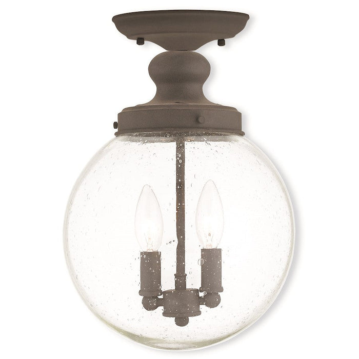 Livex Northampton 2 Light Ceiling Mount, Bronze/Clear Seeded - 50913-07