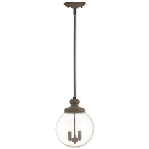 Livex Northampton 2 Light Pendant, Bronze/Hand Crafted Clear Seeded - 50914-07