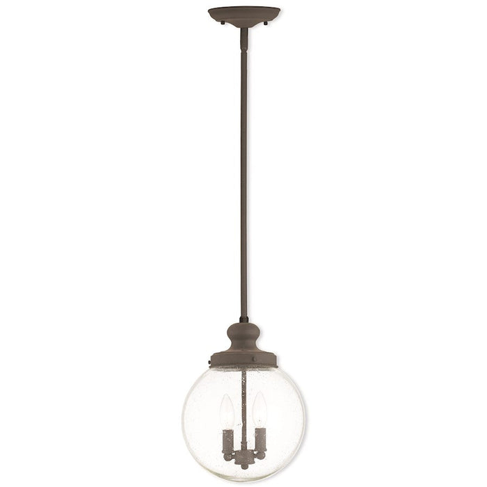 Livex Northampton 2 Light Pendant, Bronze/Hand Crafted Clear Seeded - 50914-07