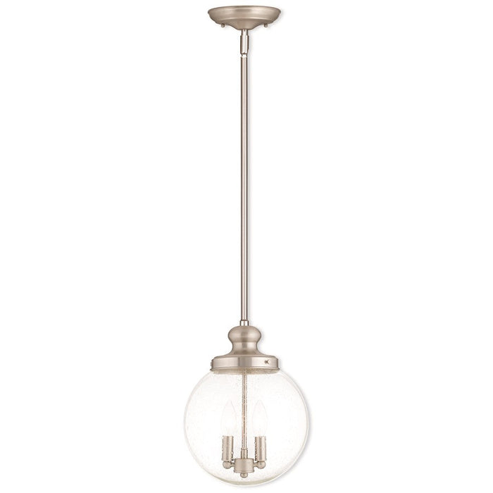 Livex Northampton 2 Light Pendant, Nickel/Hand Crafted Clear Seeded - 50914-91