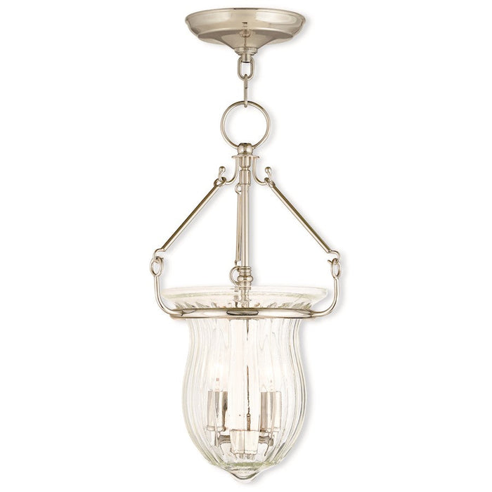 Livex Andover 2 Light Pendant, Nickel/Fluted Clear - 50942-35