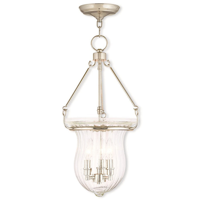 Livex Andover 3 Light Pendant, Nickel/Fluted Clear - 50944-35