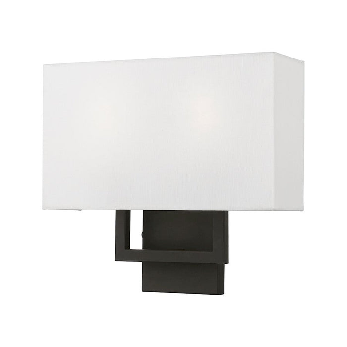 Livex Pierson 2 Light ADA Sconce, Black/Off-White/White Fabric