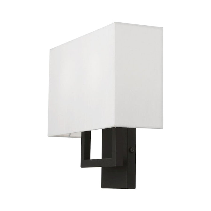 Livex Pierson 2 Light ADA Sconce, Black/Off-White/White Fabric