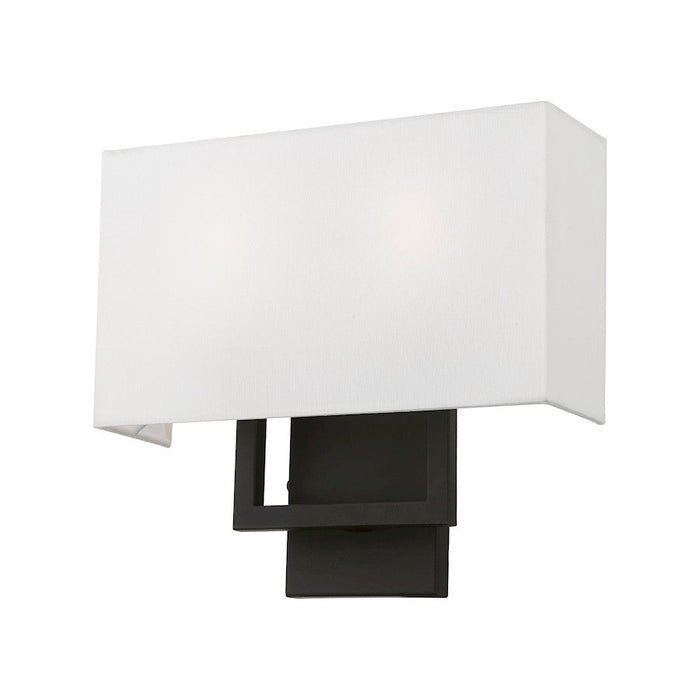 Livex Pierson 2 Light ADA Sconce, Black/Off-White/White Fabric