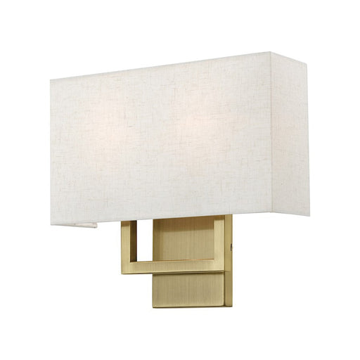 Livex Pierson 2 Light ADA 13" Sconce, Antique Brass/Oatmeal/White - 50994-01