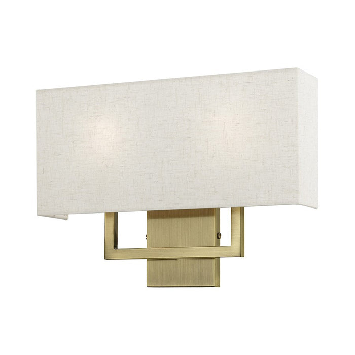 Livex Pierson 2 Light ADA 16" Sconce, Antique Brass/Oatmeal/White - 50995-01